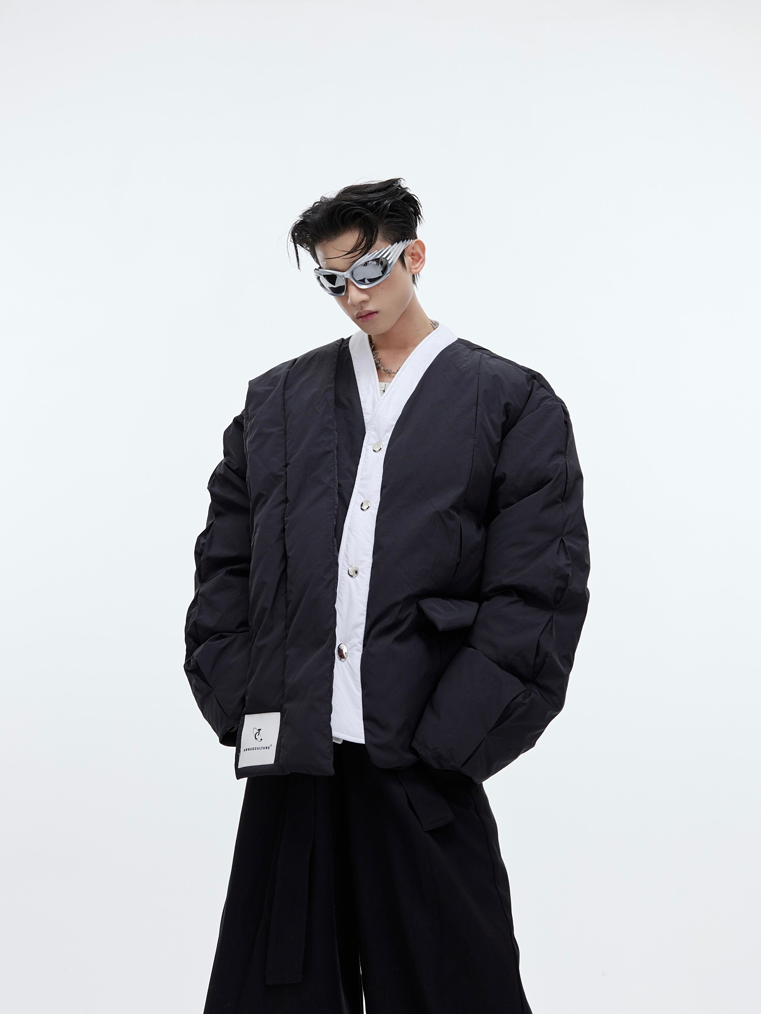 【23s December.】Deconstructed Design Cotton Jacket + Scarf-IYAMIUIO