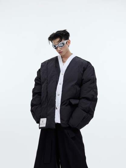【23s December.】Deconstructed Design Cotton Jacket + Scarf-IYAMIUIO