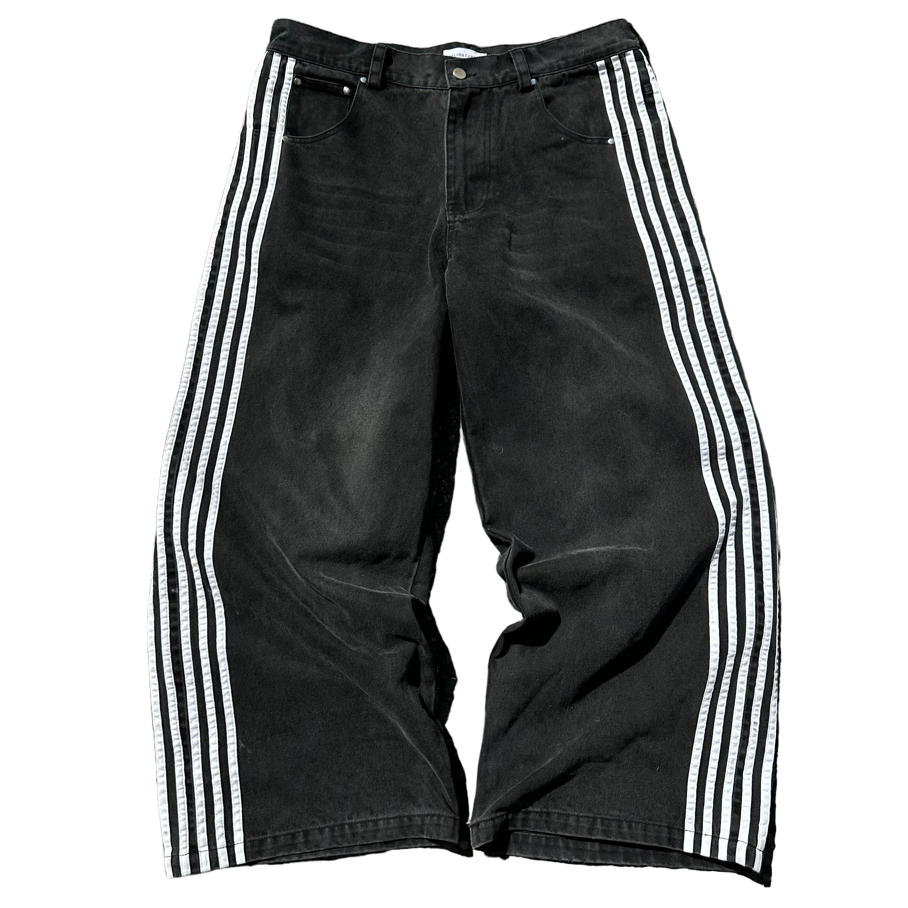 TRACK JEANS (BLACK/WHITE)-IYAMIUIO