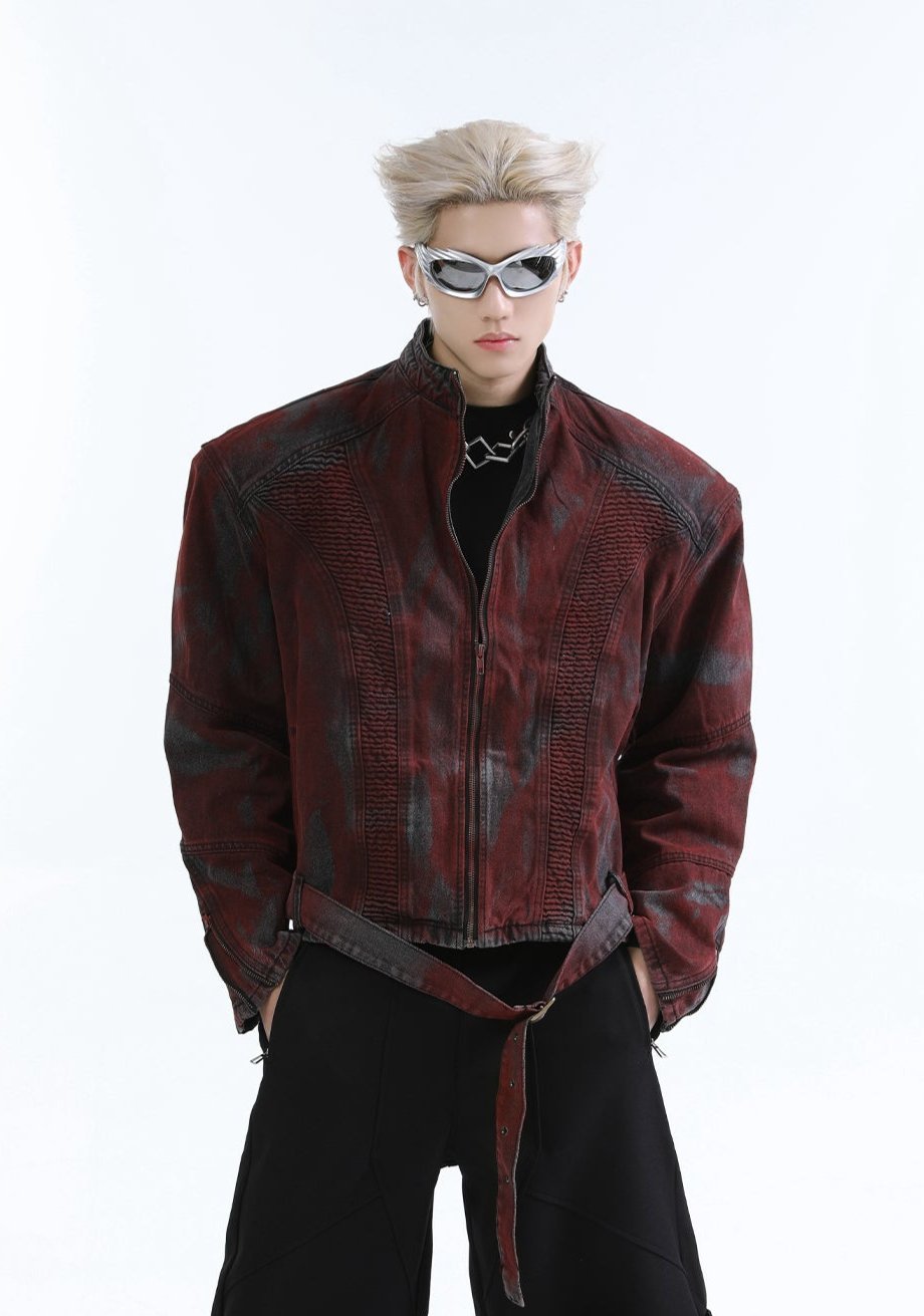 【24s Oct.】Wasteland Style Distressed Silhouette Denim Jacket-IYAMIUIO