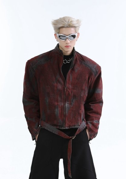 【24s Oct.】Wasteland Style Distressed Silhouette Denim Jacket-IYAMIUIO