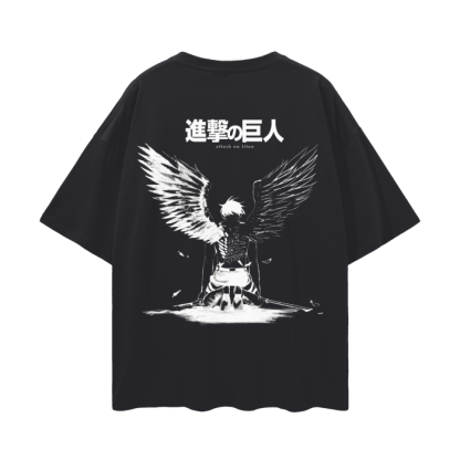 Eren Fallen Angel Streetwear Shirt Black - AOT-IYAMIUIO