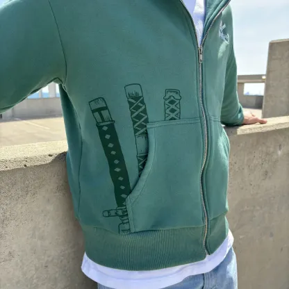 Zoro Nothing Happend Zip Hoodie-One.P-IYAMIUIO
