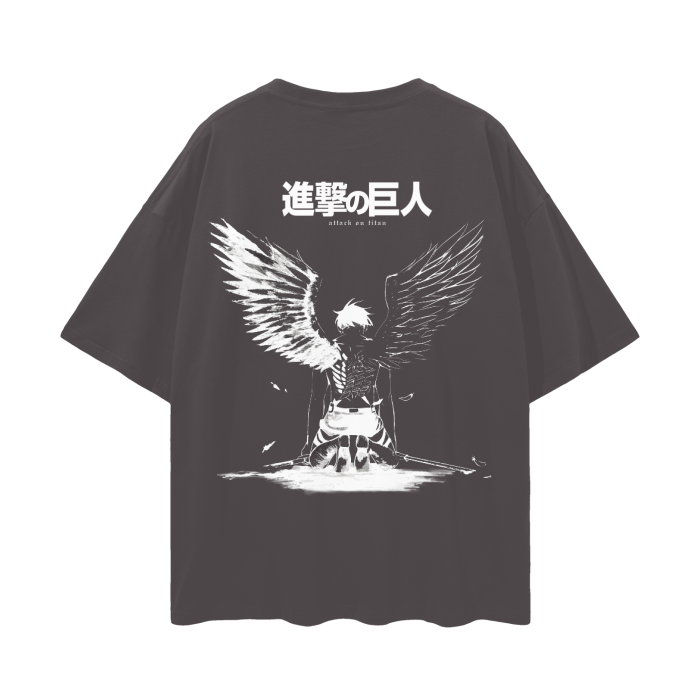 Eren Fallen Angel Streetwear Shirt Black - AOT-IYAMIUIO