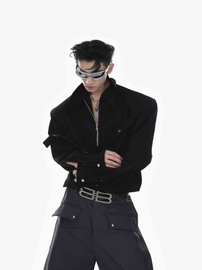 【23s Mar.】Zip Long Sleeve Camisole Shirt-IYAMIUIO