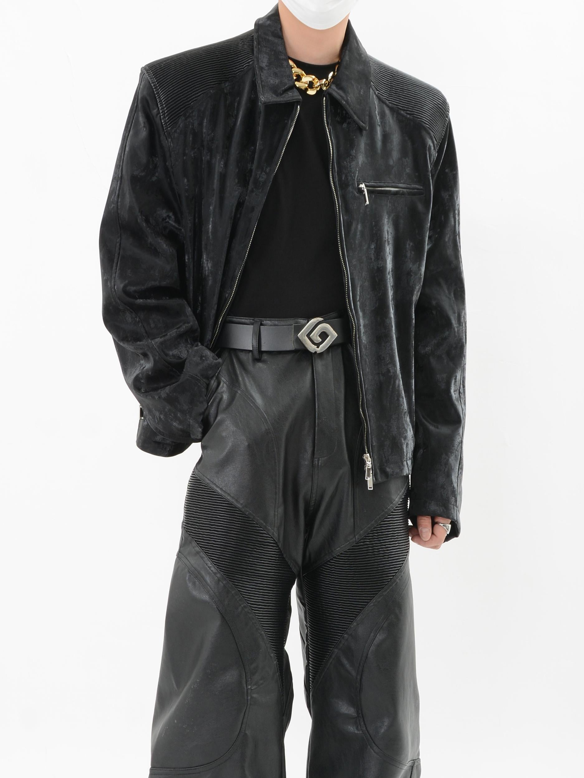 【24s Sep.】PU Leather Patchwork Jacket-IYAMIUIO