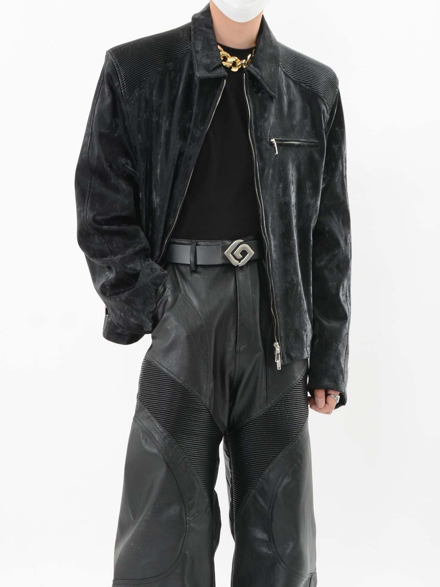 【24s Sep.】PU Leather Patchwork Jacket-IYAMIUIO