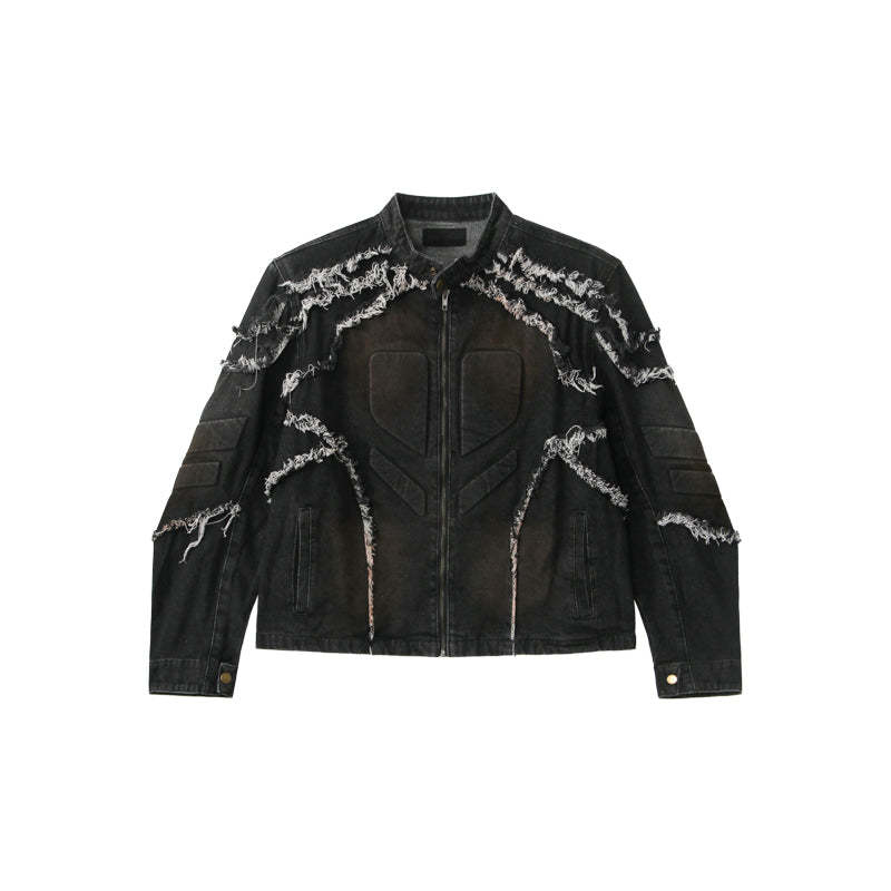 【24s Aug.】Washed Denim Jacket with Shoulder Pads-IYAMIUIO