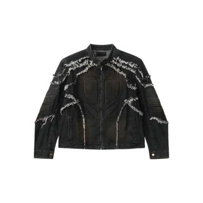 【24s Aug.】Washed Denim Jacket with Shoulder Pads-IYAMIUIO