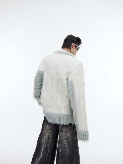 【23s September.】Plush V-neck Loose Sweater-IYAMIUIO