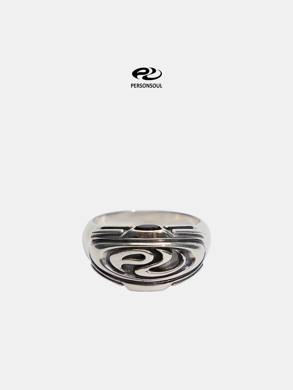 Personsoul Silver Logo Signet Ring-IYAMIUIO