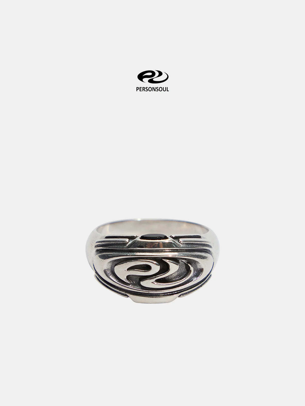Personsoul Silver Logo Signet Ring-IYAMIUIO