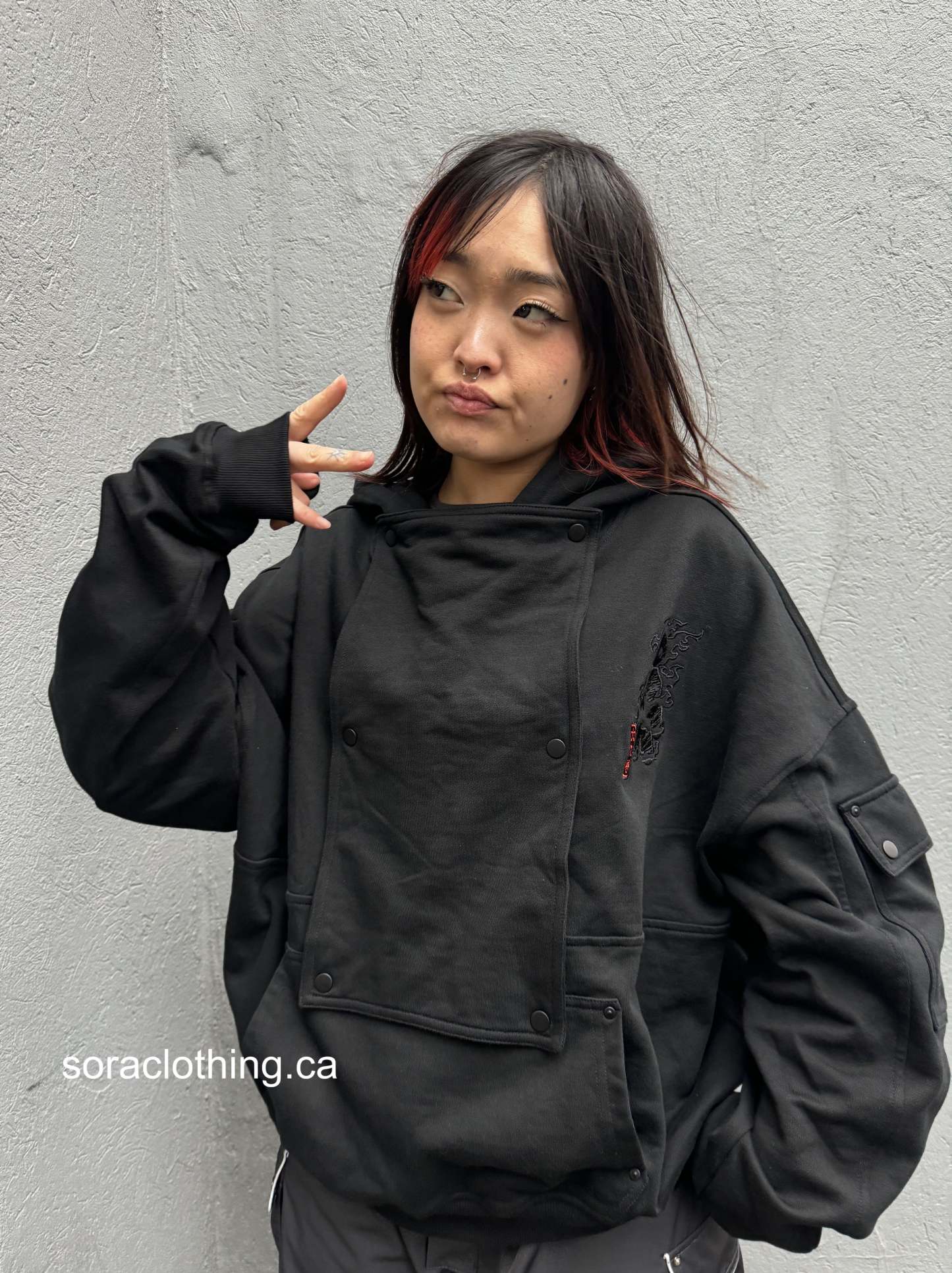 "Flame" Hoodie Black-IYAMIUIO