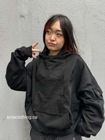 "Flame" Hoodie Black-IYAMIUIO