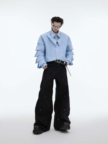 【24s Sep.】Shoulder-Pad Pleated Shirt-IYAMIUIO