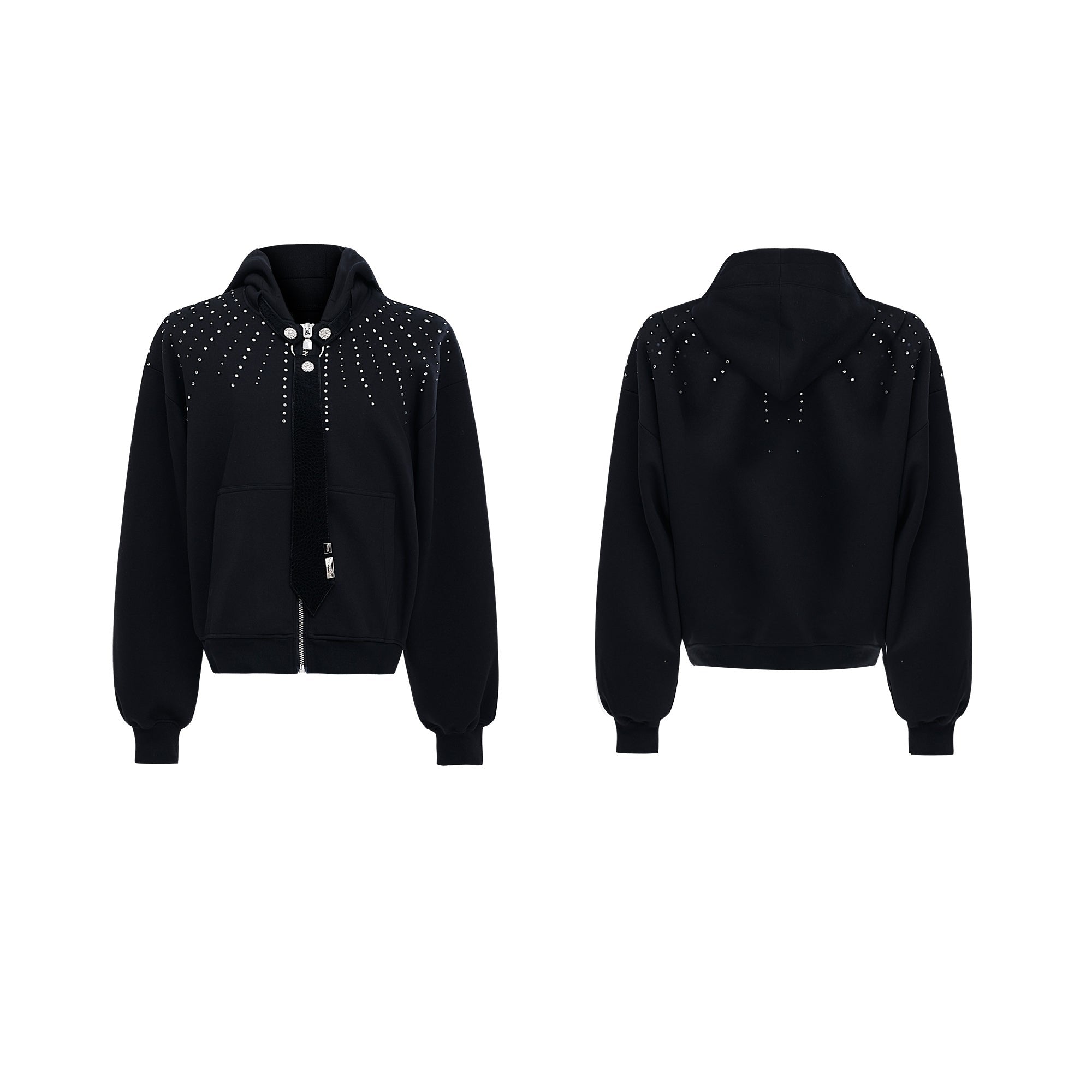 【24s Oct.】Rhinestone Detachable Tie Design Hoodie-IYAMIUIO