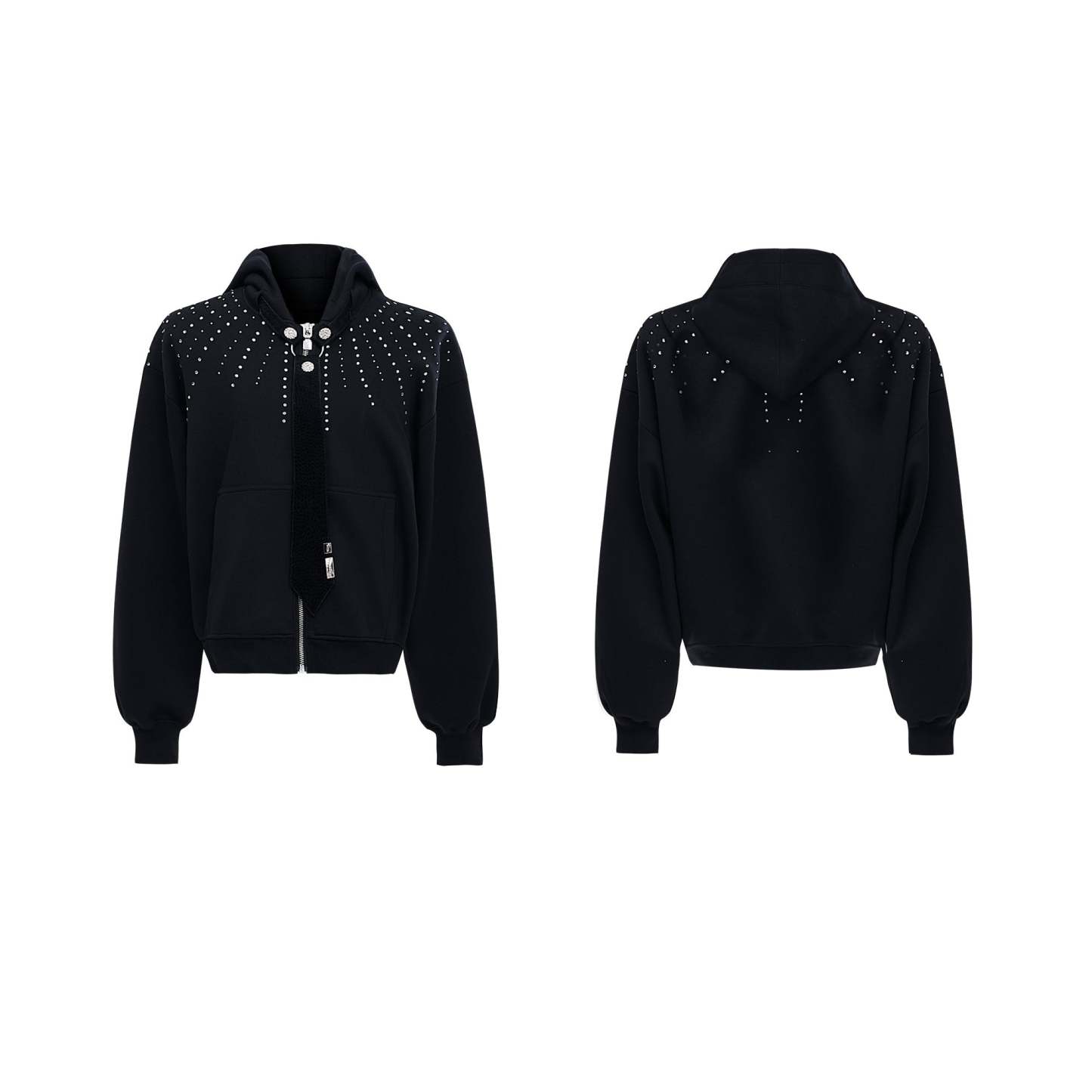 【24s Oct.】Rhinestone Detachable Tie Design Hoodie-IYAMIUIO