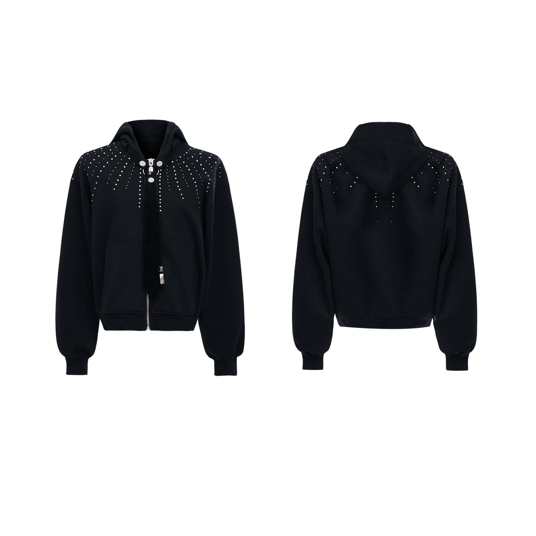 【24s Oct.】Rhinestone Detachable Tie Design Hoodie-IYAMIUIO