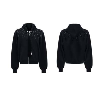 【24s Oct.】Rhinestone Detachable Tie Design Hoodie-IYAMIUIO