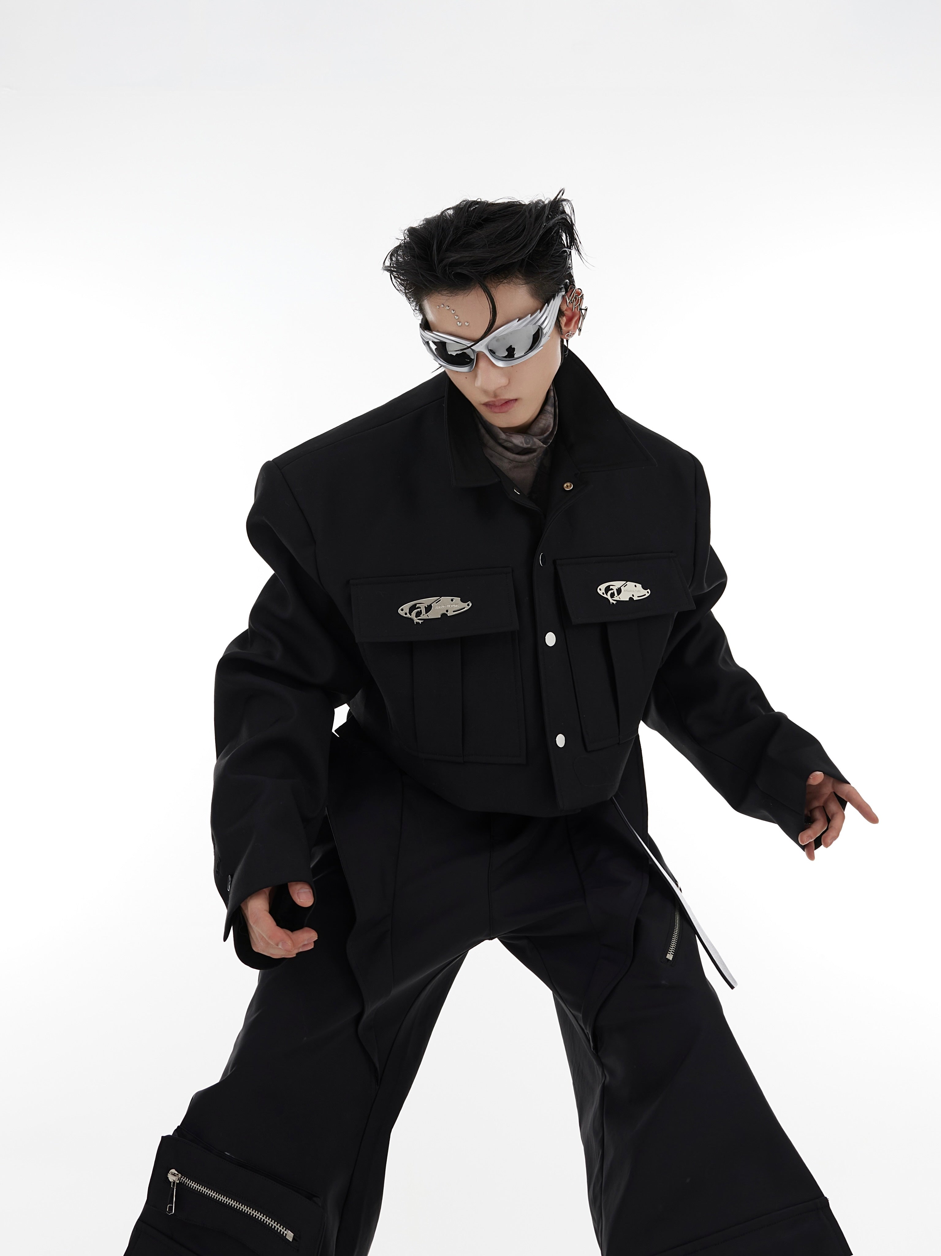 【23s August.】Oversized Paneled Cropped Jacket-IYAMIUIO