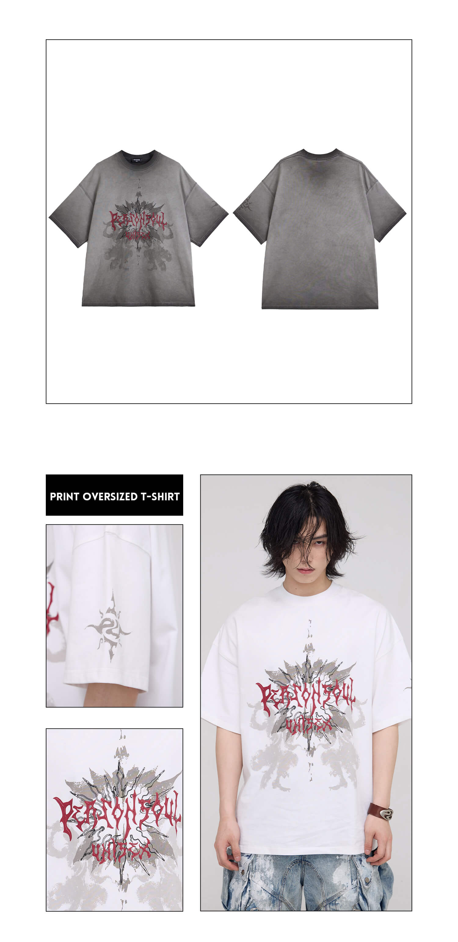 Personsoul Graphic Print Oversized T-Shirt-IYAMIUIO