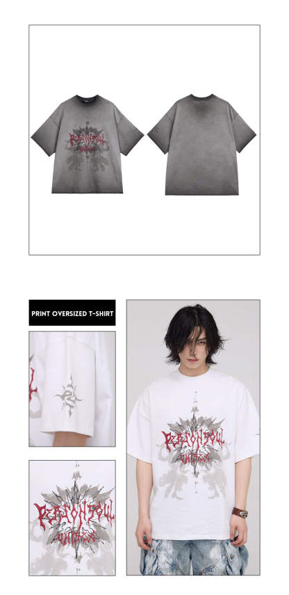 Personsoul Graphic Print Oversized T-Shirt-IYAMIUIO