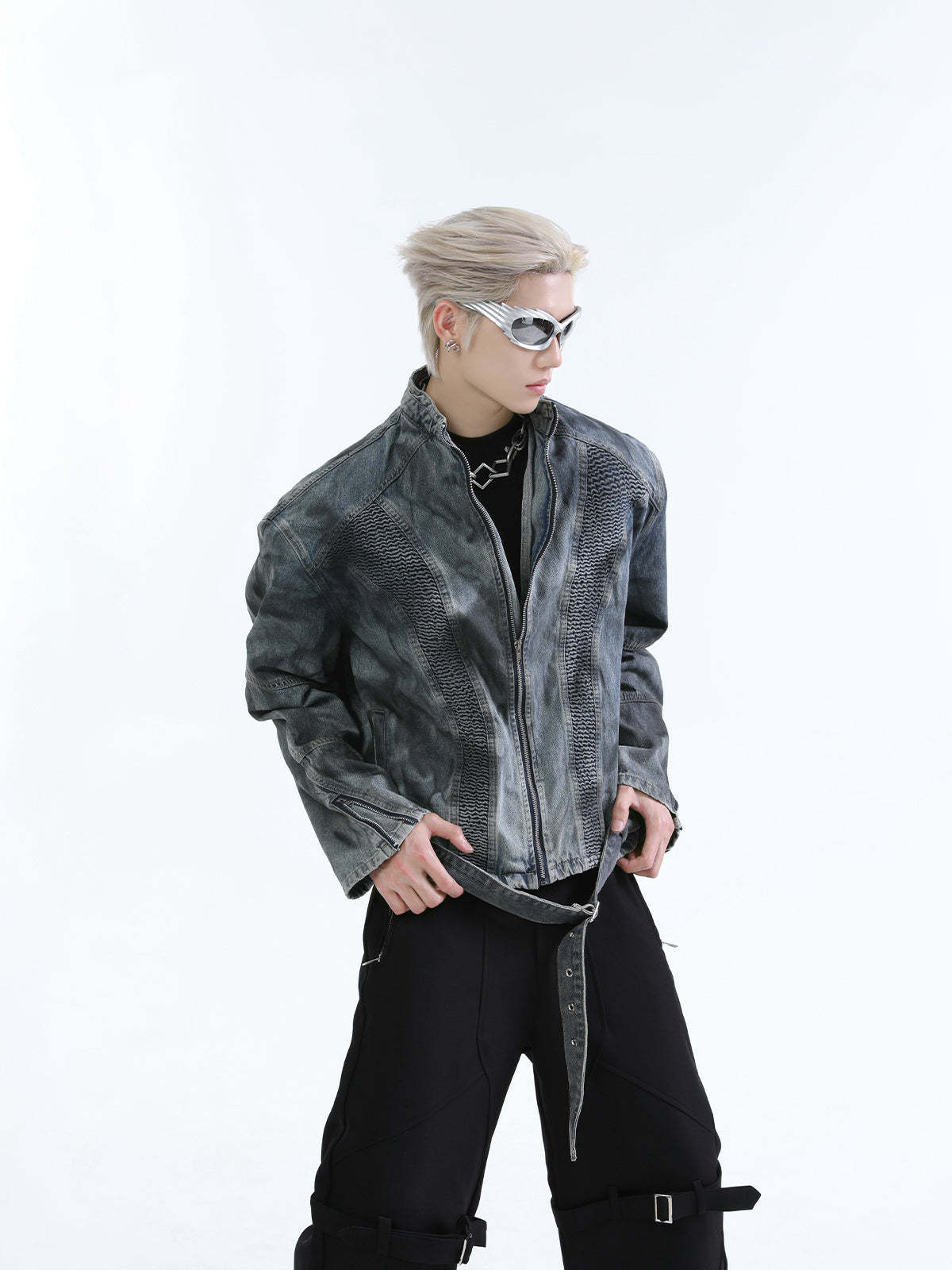 【24s Oct.】Wasteland Style Distressed Silhouette Denim Jacket-IYAMIUIO