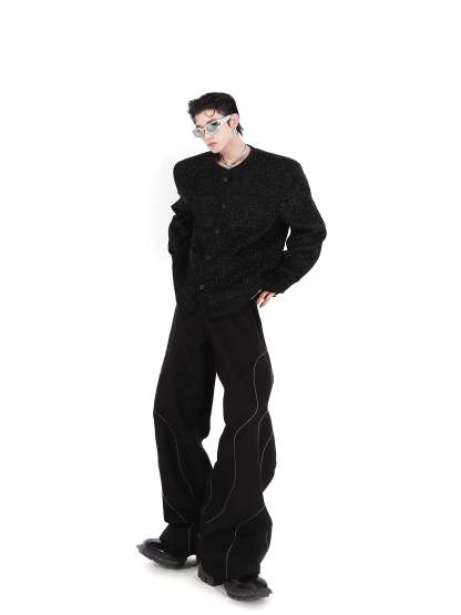 Collarless Suit Jacket-IYAMIUIO