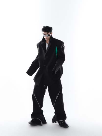 【23s Feb.】Zipper Black and Green Jacket-IYAMIUIO