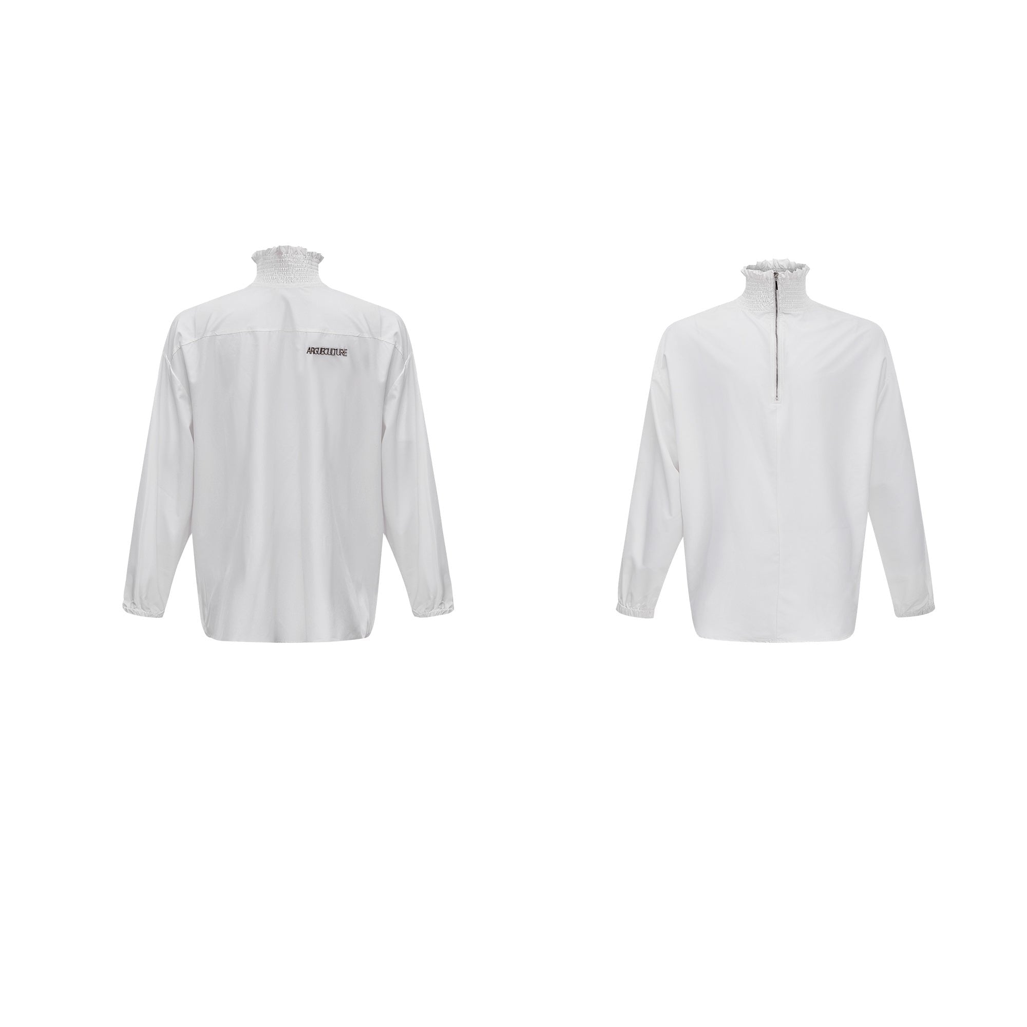 【24s Oct.】High Collar Pleated Loose Lace Shirt-IYAMIUIO