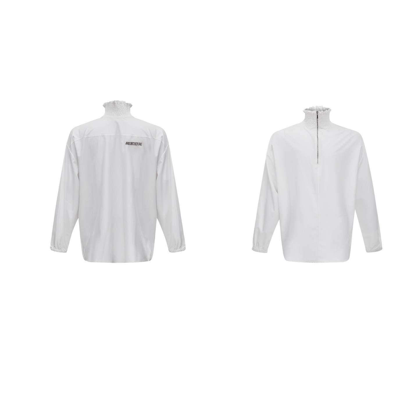 【24s Oct.】High Collar Pleated Loose Lace Shirt-IYAMIUIO