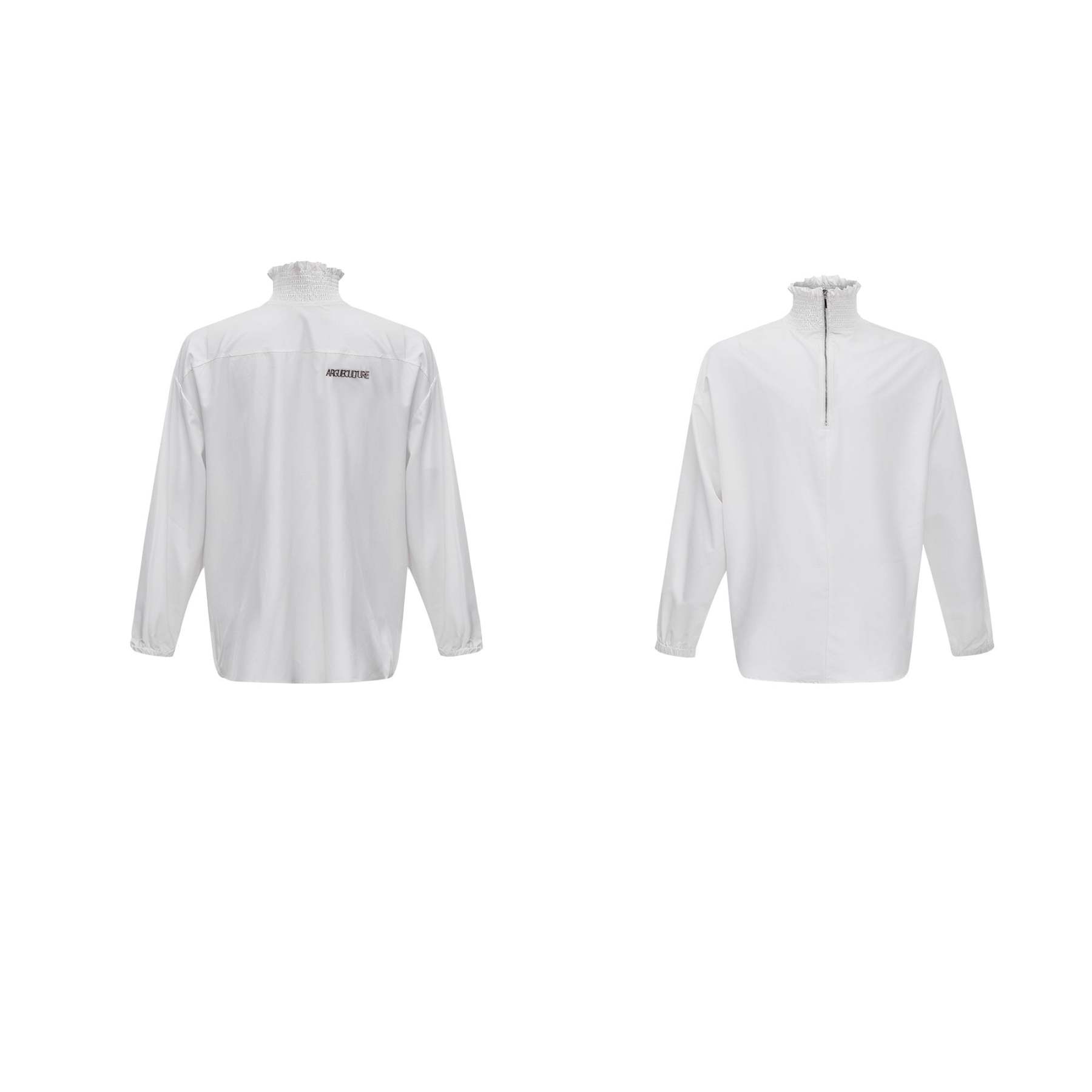 【24s Oct.】High Collar Pleated Loose Lace Shirt-IYAMIUIO