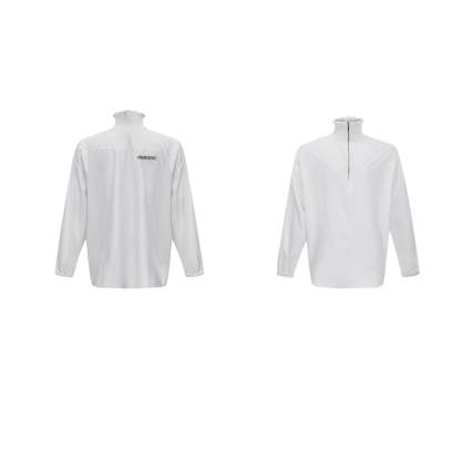 【24s Oct.】High Collar Pleated Loose Lace Shirt-IYAMIUIO