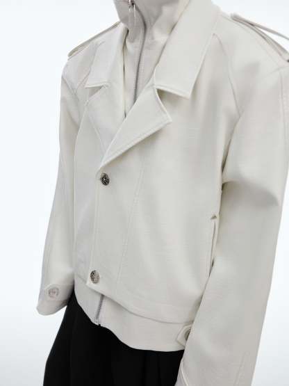 【24s Oct.】Fake Two-piece Crocodile Print Short Leather Jacket-IYAMIUIO