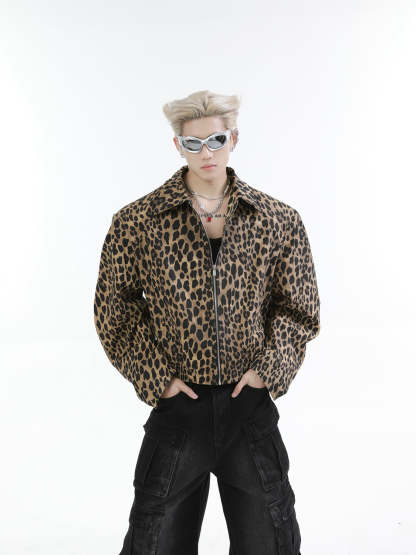 【24s Oct.】Leopard Washed Denim Vintage Jacket-IYAMIUIO