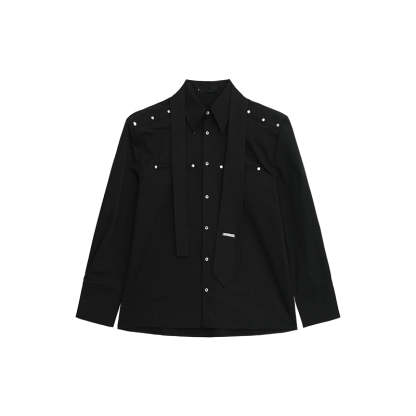 【24s March.】Metal Rivet Shoulder Pad Shirt-IYAMIUIO