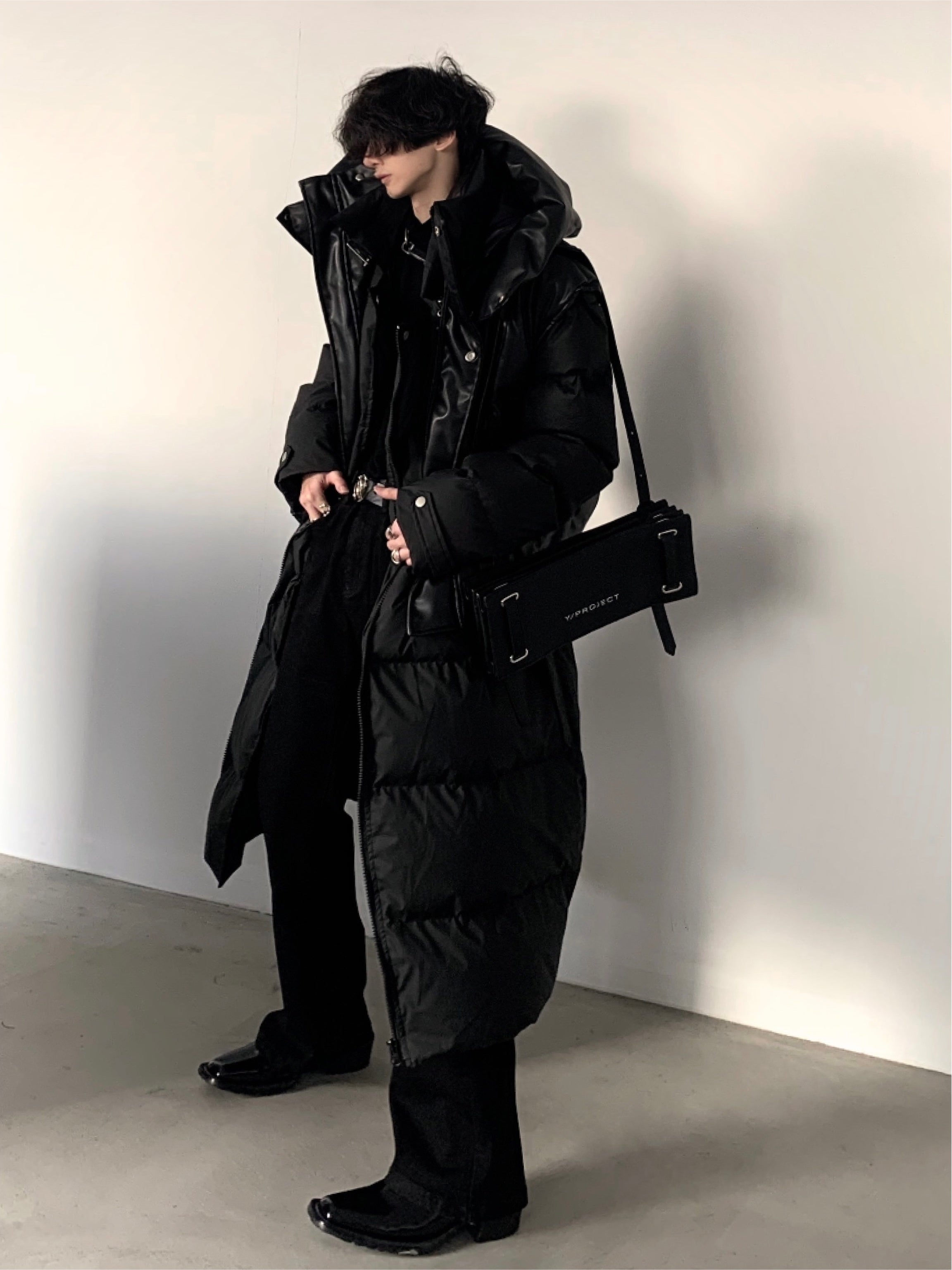 【23s December.】Hooded Leather Vest Two-piece Long Down Jacket-IYAMIUIO