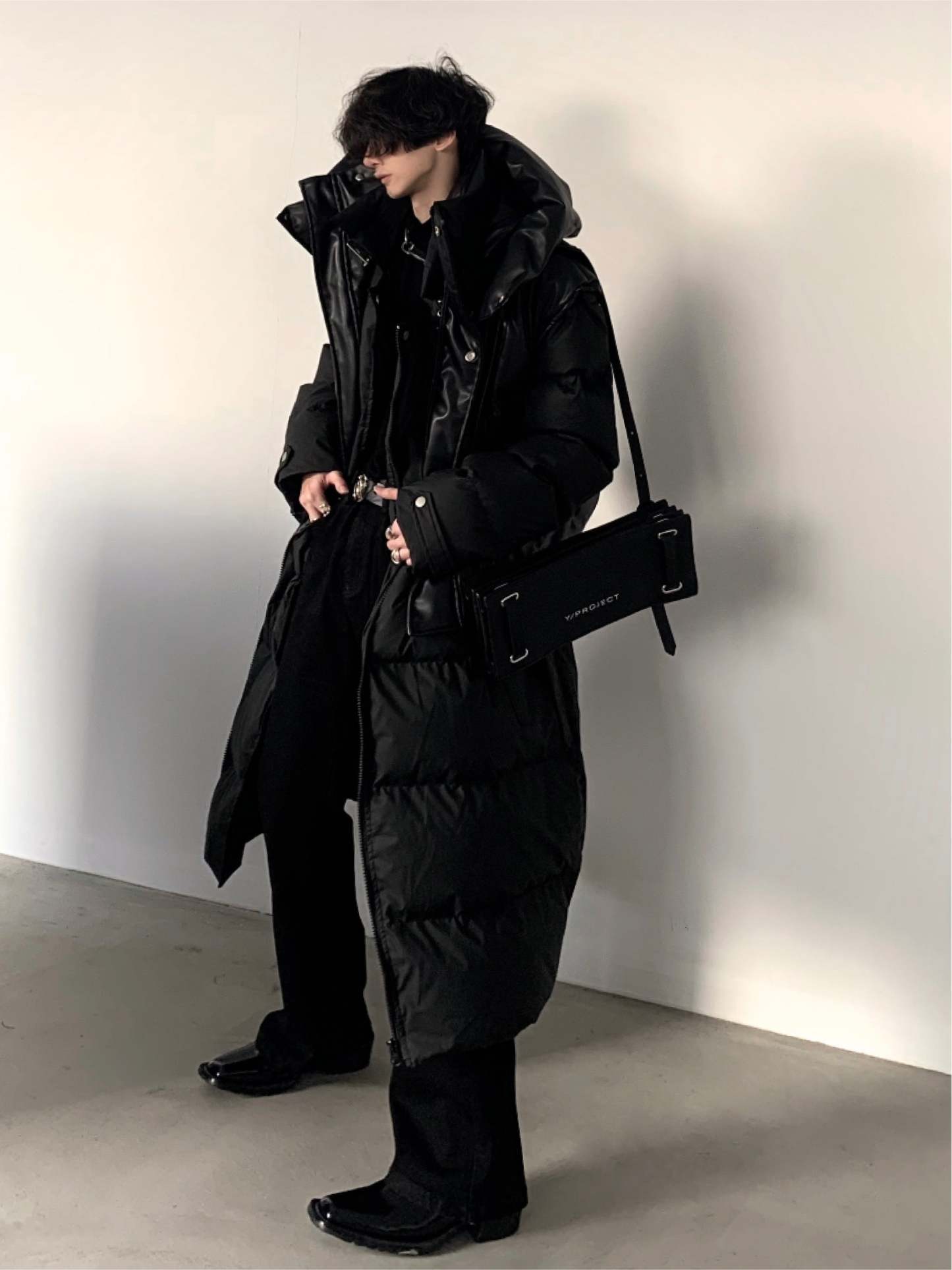 【23s December.】Hooded Leather Vest Two-piece Long Down Jacket-IYAMIUIO