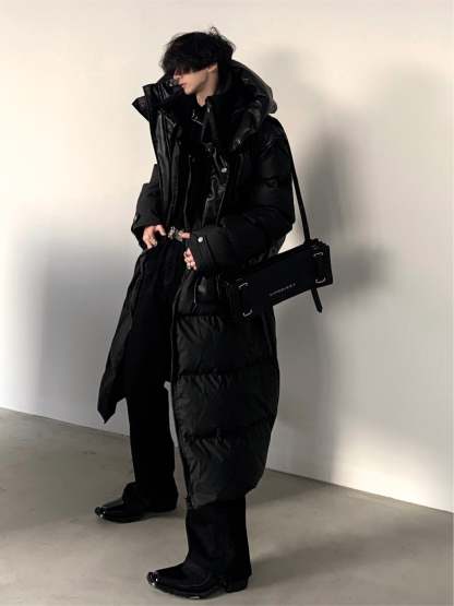 【23s December.】Hooded Leather Vest Two-piece Long Down Jacket-IYAMIUIO