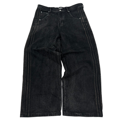 TRACK JEANS (BLACK/BLACK)-IYAMIUIO
