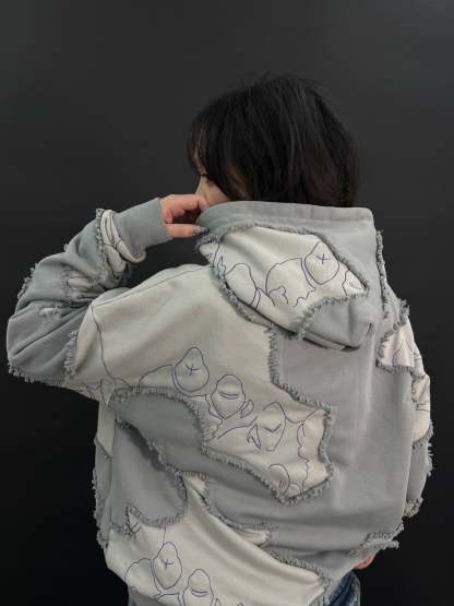 "LEVEL UP" Hoodie Grey-IYAMIUIO