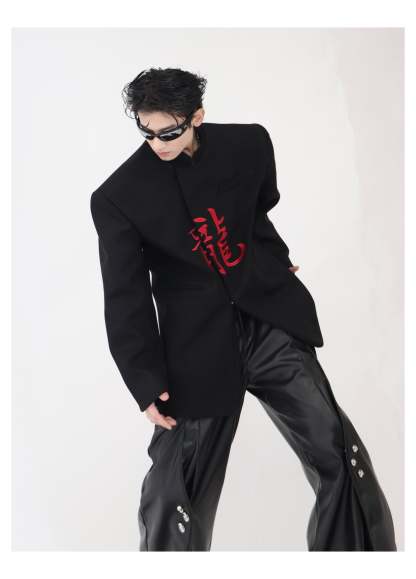 【24s Oct.】Chinese Dragon Embroidery Shoulder Pad Jacket-IYAMIUIO