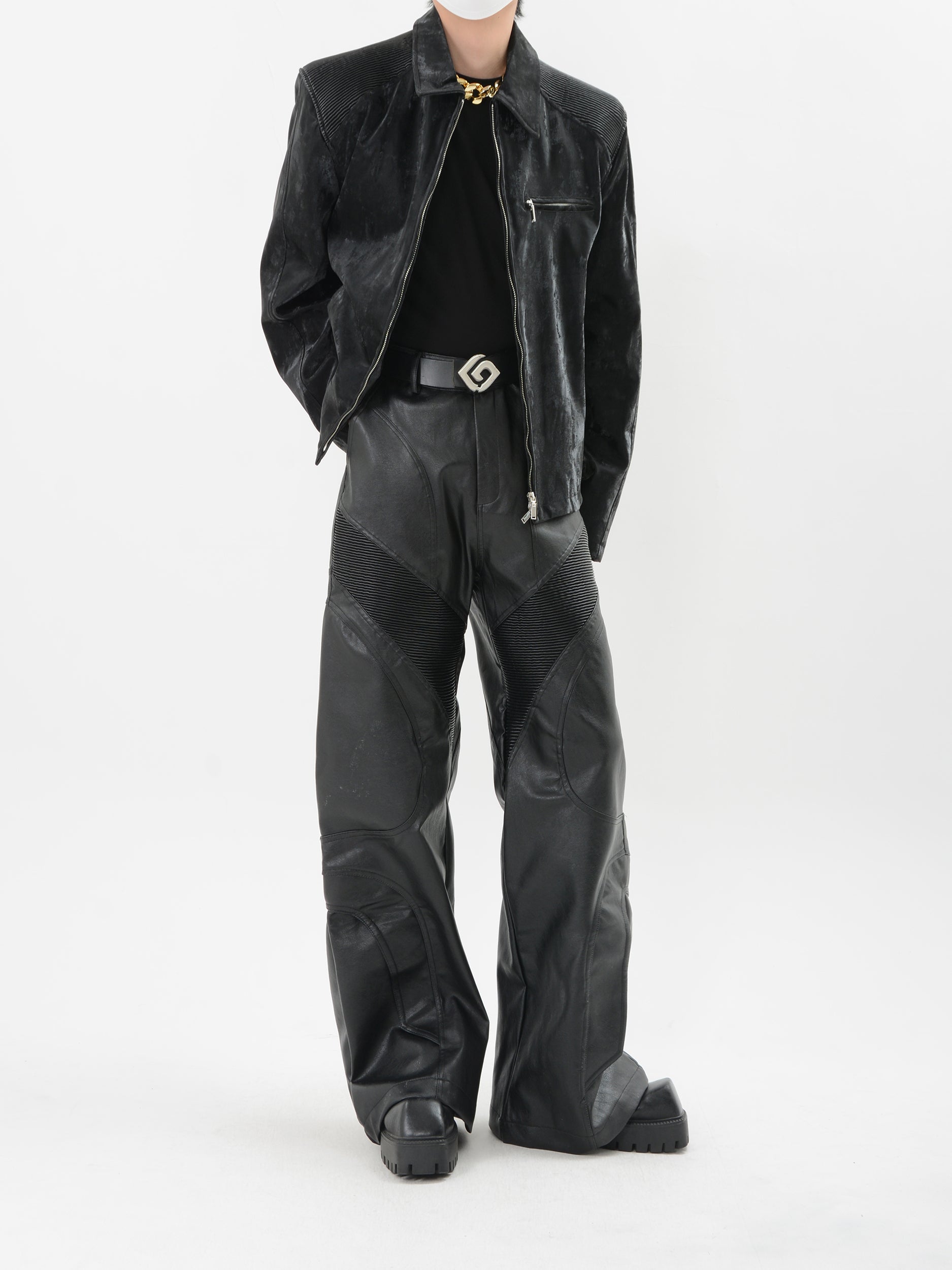 【24s Sep.】PU Leather Patchwork Jacket-IYAMIUIO