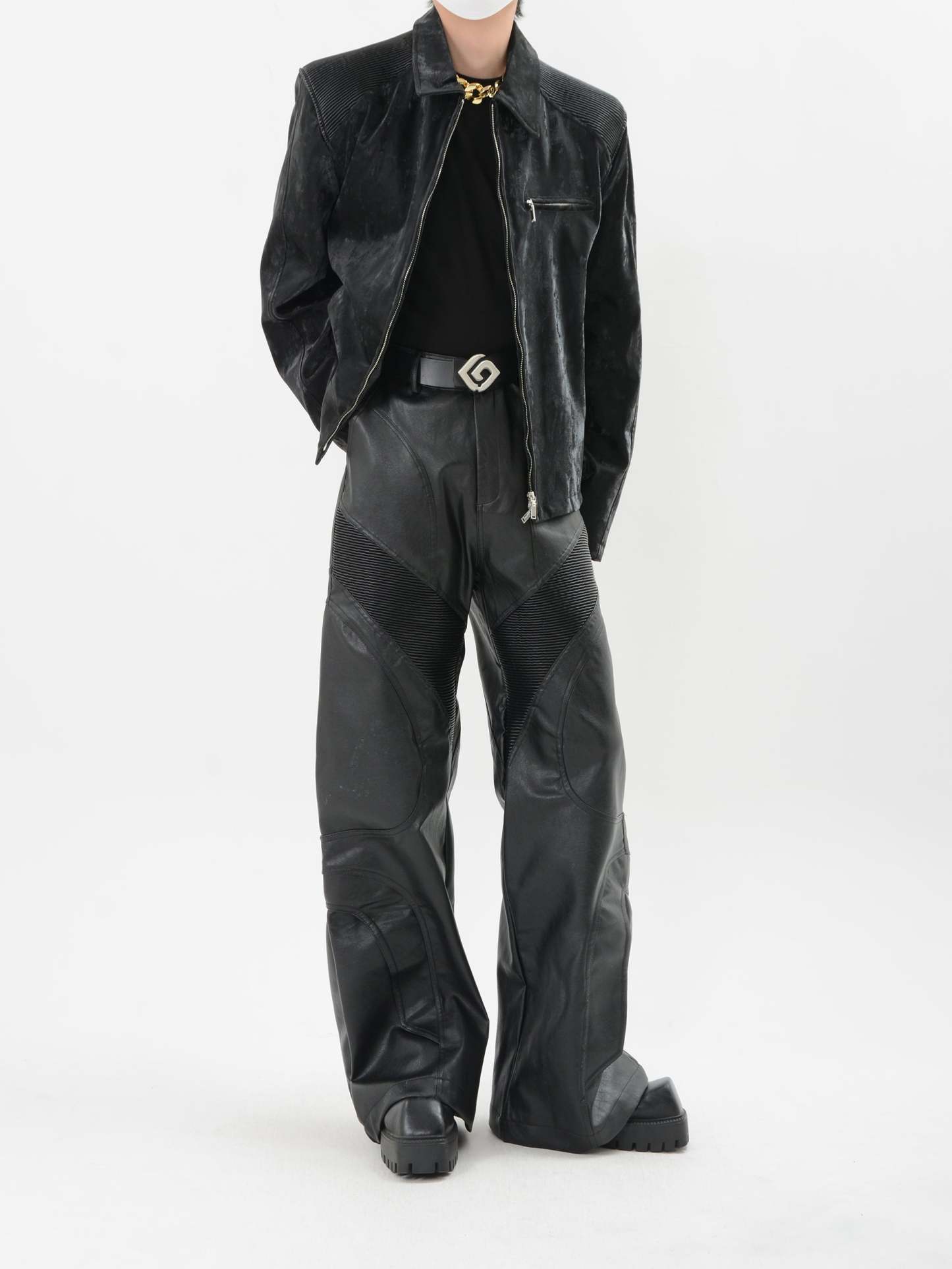 【24s Sep.】PU Leather Patchwork Jacket-IYAMIUIO