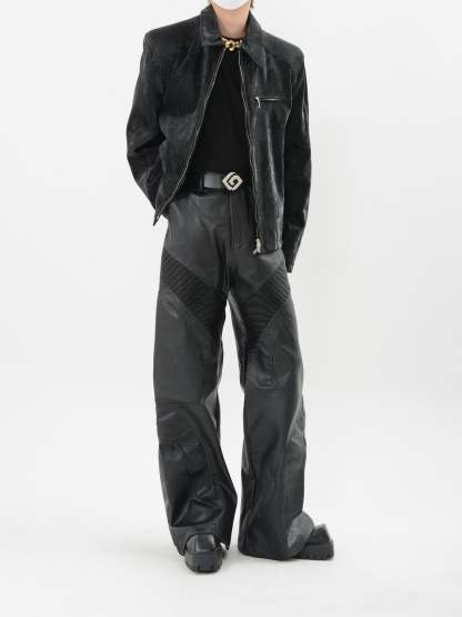 【24s Sep.】PU Leather Patchwork Jacket-IYAMIUIO