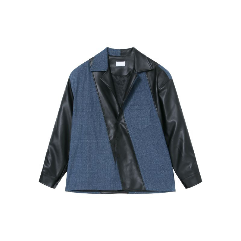 【24s Aug.】PU Leather Patchwork Jacket Set-IYAMIUIO