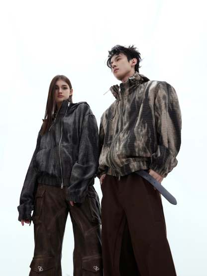 【24s January.】Retro Graffiti Metallic Hooded Sweatshirt-IYAMIUIO