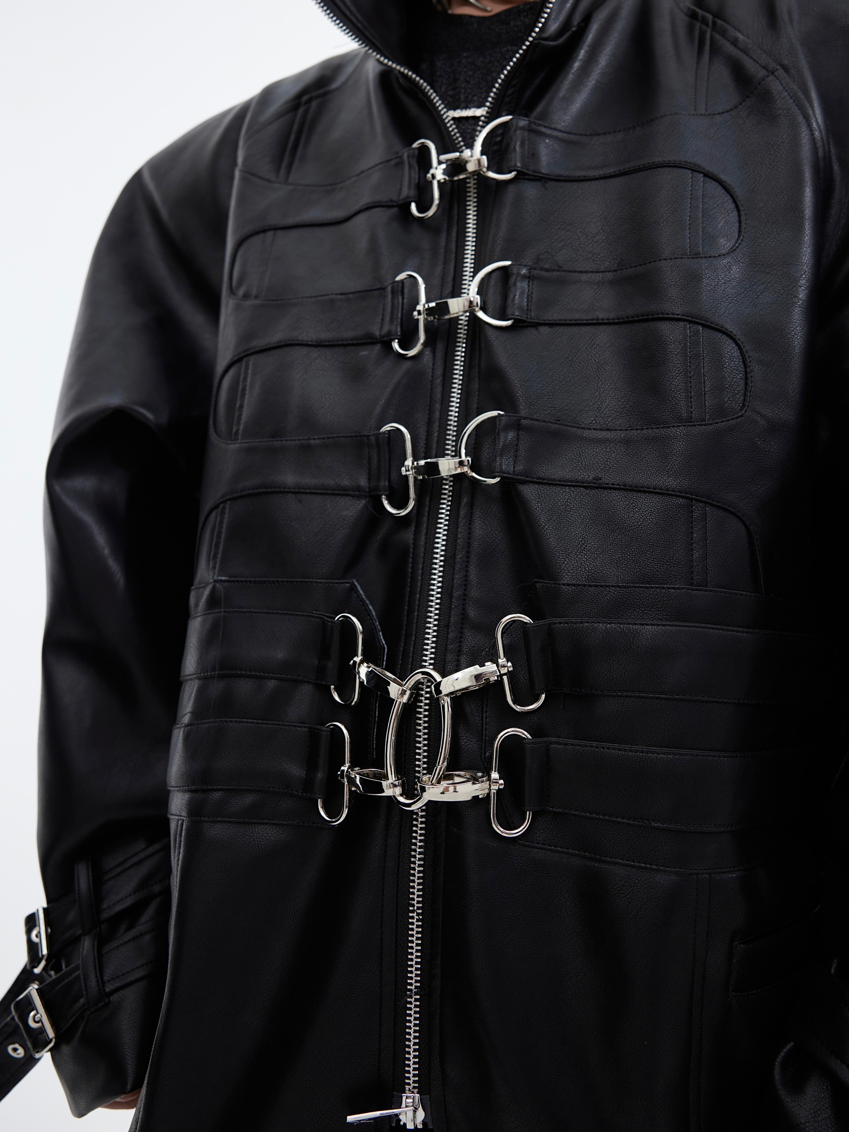 【24s February.】Metal Lock Design Leather Coat-IYAMIUIO