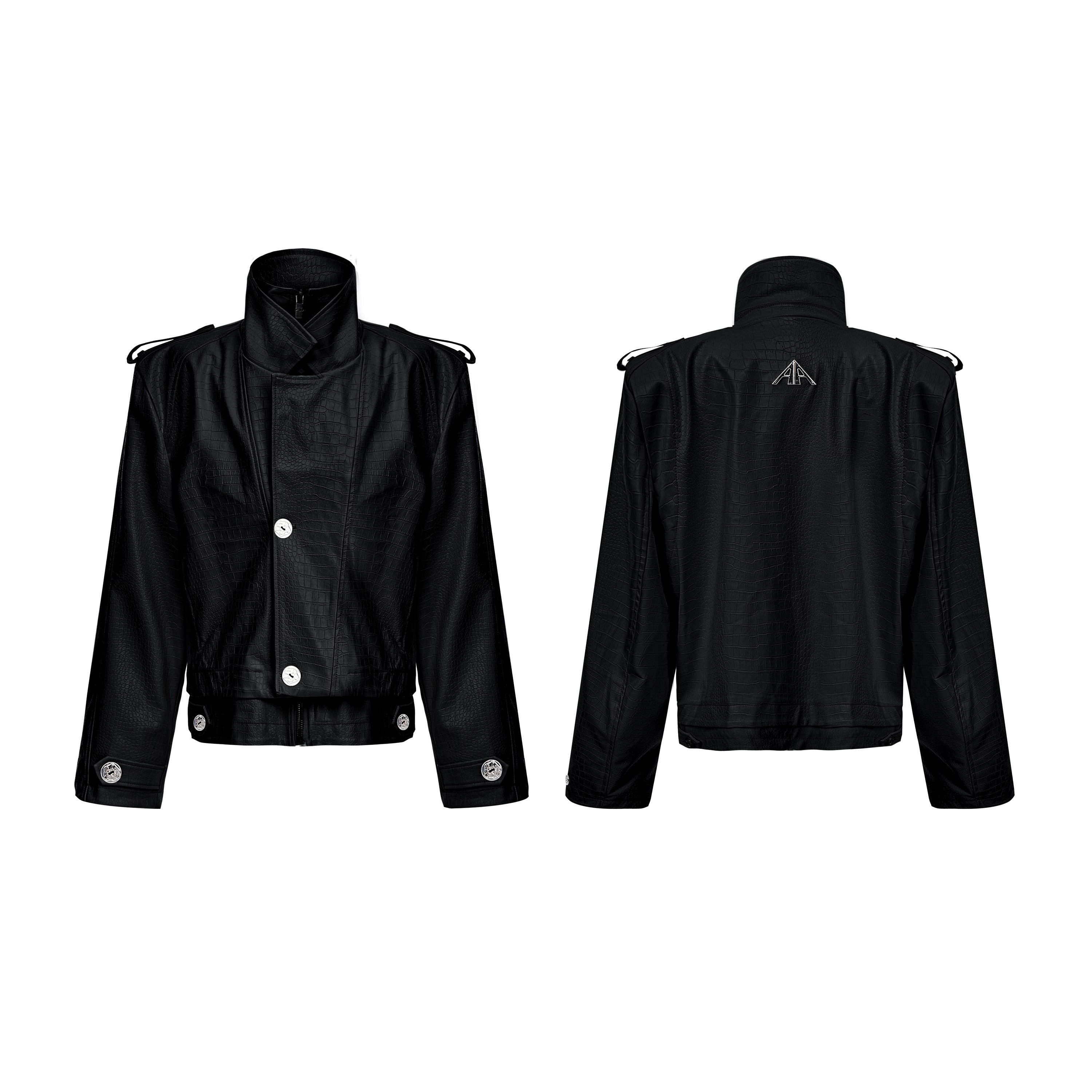 【24s Oct.】Fake Two-piece Crocodile Print Short Leather Jacket-IYAMIUIO