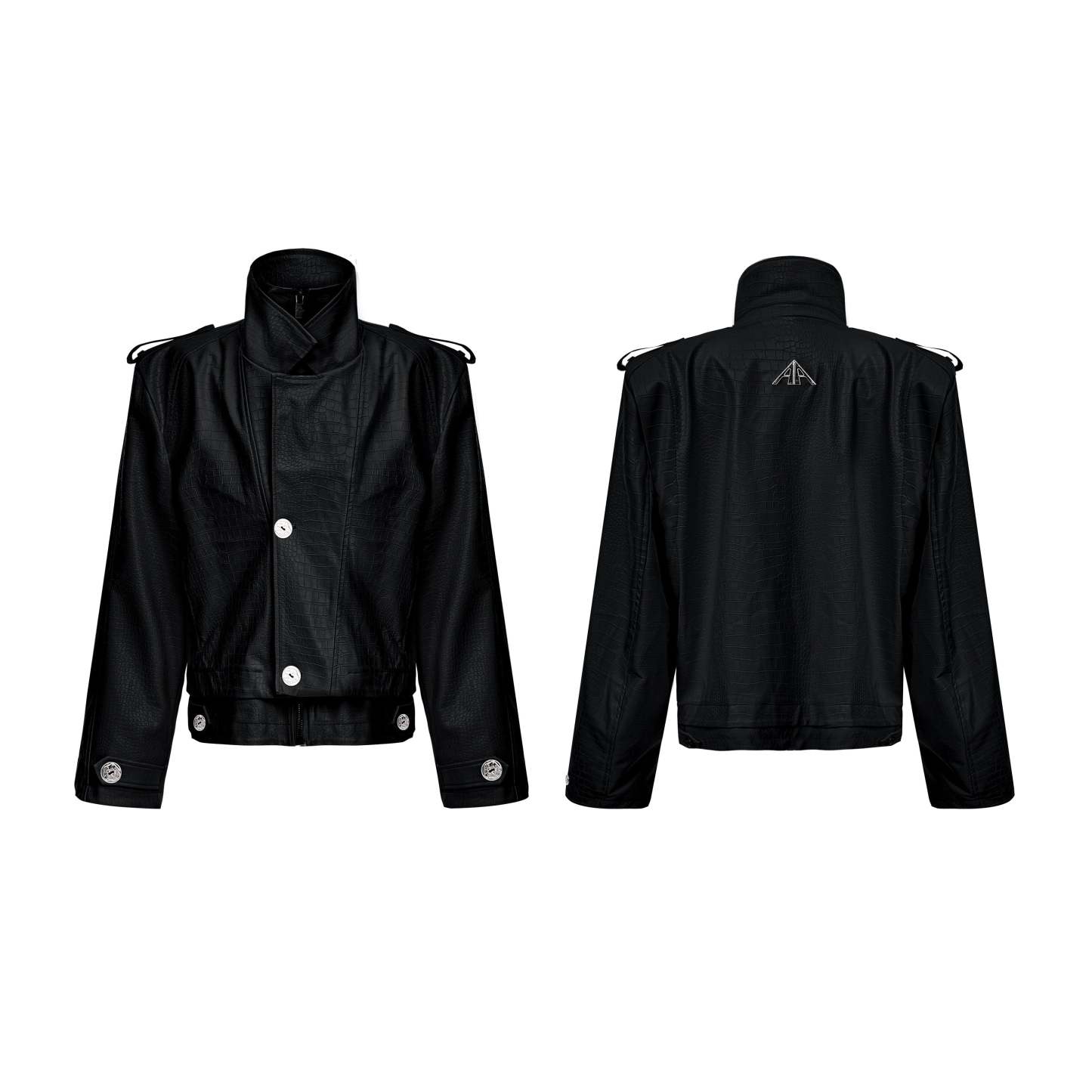 【24s Oct.】Fake Two-piece Crocodile Print Short Leather Jacket-IYAMIUIO